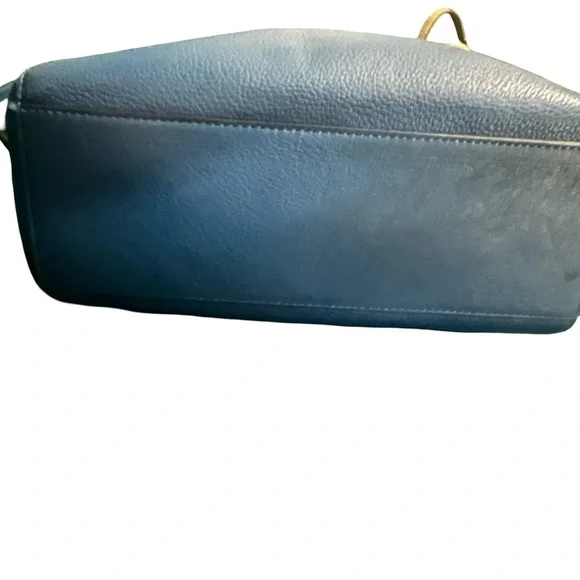 Coach Navy Leather Shoulder Tote with Gold Hardware - Picture 6 of 15